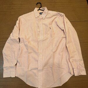 Men's Ralph Lauren Long Sleeve Dress Shirt - Pink / White Striped